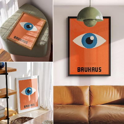 Poster Eye in geometric shapes on an orange background