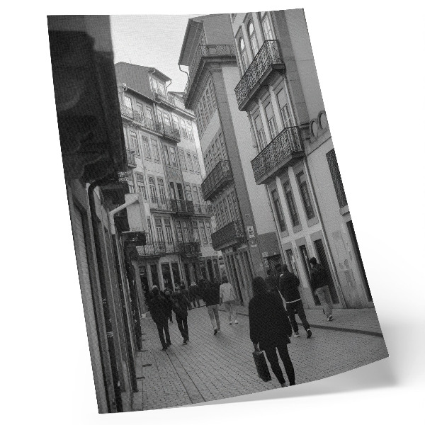 Art print Street black and white architecture people