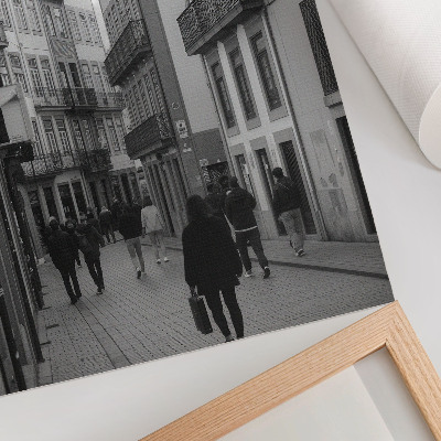 Art print Street black and white architecture people