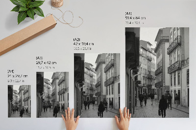 Art print Street black and white architecture people