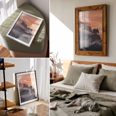 Poster Setting sun mountains fog harmony mystery