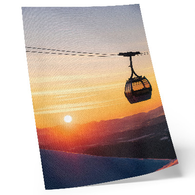 Art print Cable car at sunset in the mountains