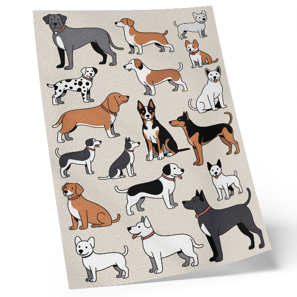 Decorative poster Colorful dogs full of joy and diversity