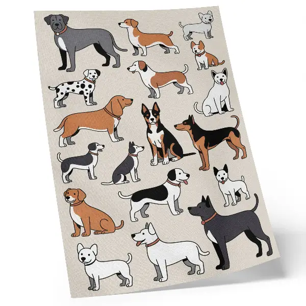 Colorful Dogs Decorative Poster full of joy and diversity