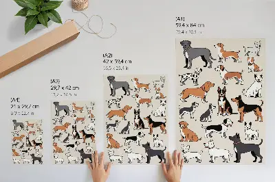Colorful Dogs Decorative Poster full of joy and diversity