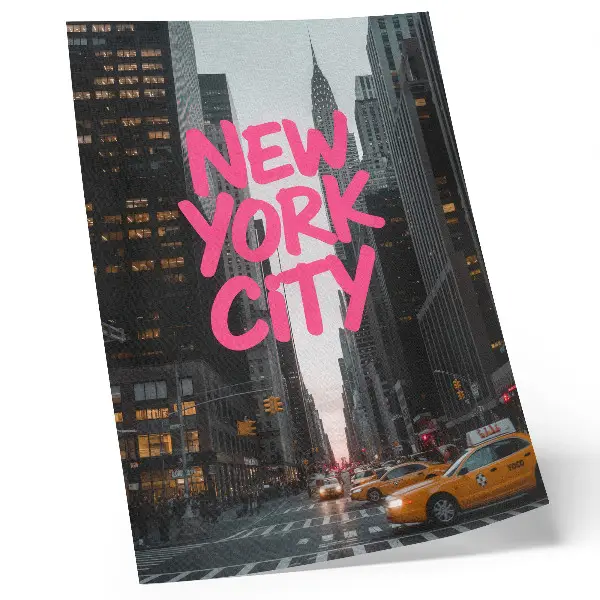 Poster skyscrapers with a pink modern accent