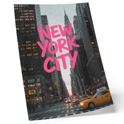 Poster skyscrapers with a pink modern accent