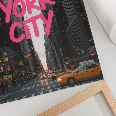 Poster skyscrapers with a pink modern accent