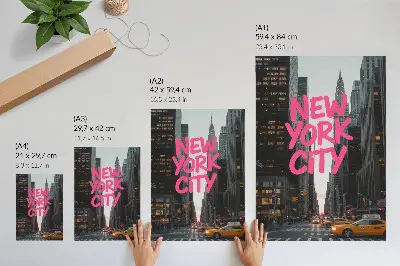 Poster skyscrapers with a pink modern accent