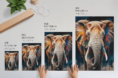 Art print Colorful elephant silhouette with modern accents and surrealism