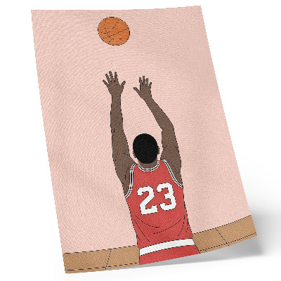 Premium wall art Pastel pink basketball player with a ball in flight