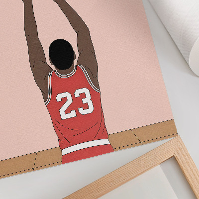 Premium wall art Pastel pink basketball player with a ball in flight