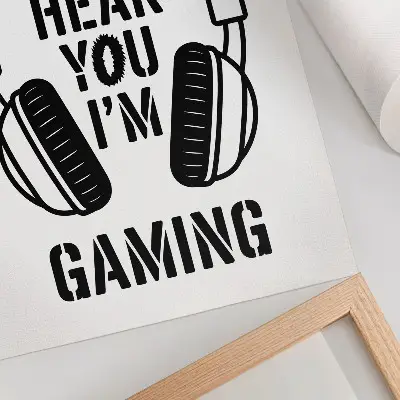 Poster headphones with a modern strong contrast slogan