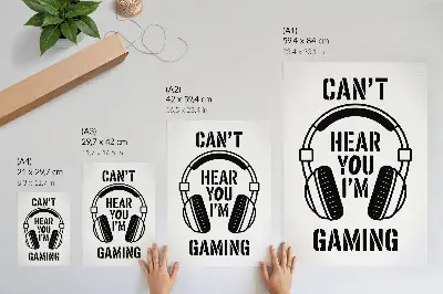 Poster headphones with a modern strong contrast slogan