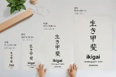 Premium wall art black and white Japanese characters representing elegance and wisdom