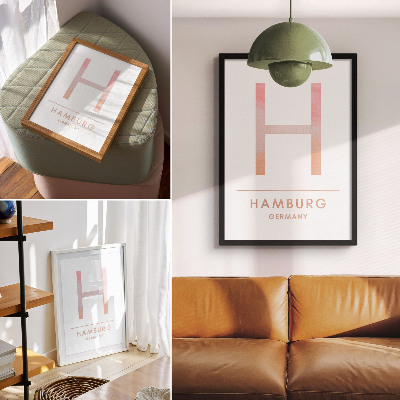 Poster Minimalist letter H modern details pastel shades