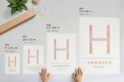 Poster minimalist letter H with modern details in pastel shades