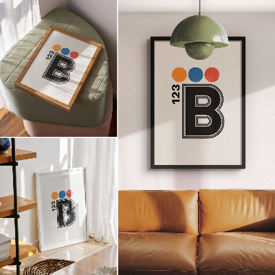 Decorative poster Geometric style letter with colorful drops