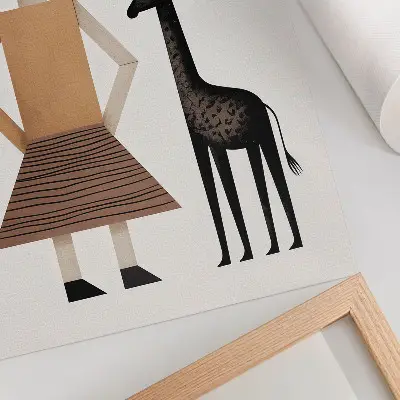 Premium wall art geometric figure with a giraffe in a simple stylish design