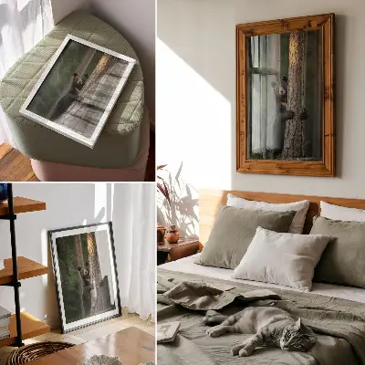 Bear in the forest realistic wall art premium composition
