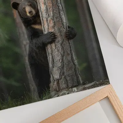 Bear in the forest realistic wall art premium composition