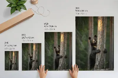Bear in the forest realistic wall art premium composition