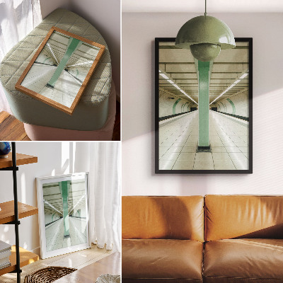 Decorative poster Symmetrical space tunnel green structure