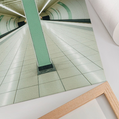 Decorative poster Symmetrical space tunnel green structure