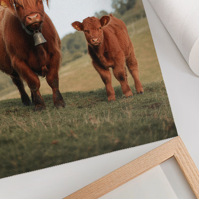 Art print Rustic cattle against a background of greenery and trees