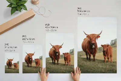 Art print rustic cattle in a green forest setting