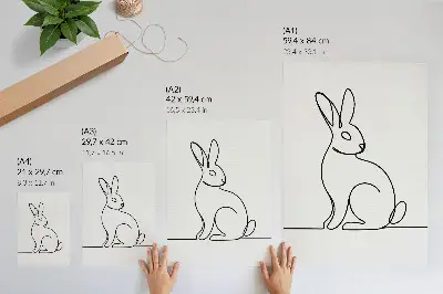 Premium wall art delicate silhouette of a rabbit in a thin line style