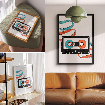 Poster Retro pop art cassette with colorful markings