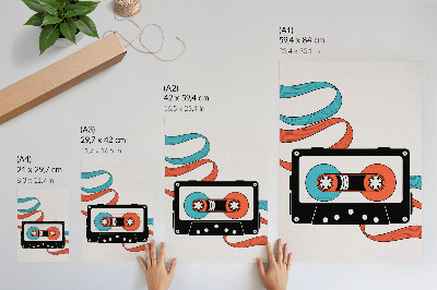 Poster Retro pop art cassette with colorful markings