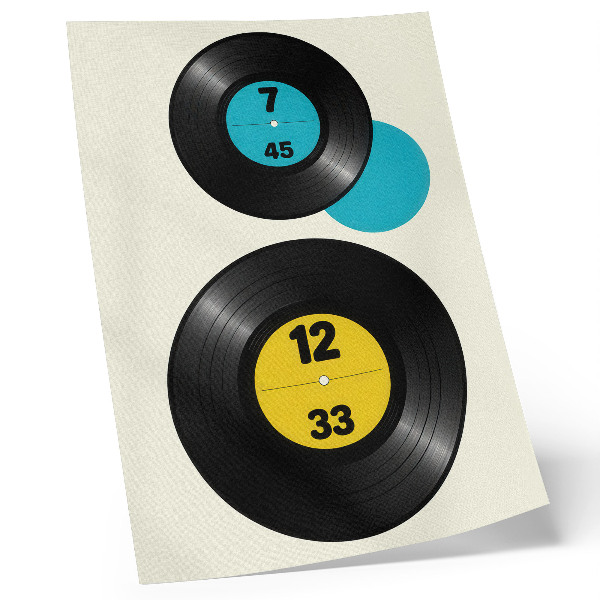 Art print Modern vinyl records yellow turquoise