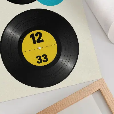 Art print modern vinyl records in yellow and turquoise