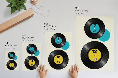 Art print Modern vinyl records yellow turquoise