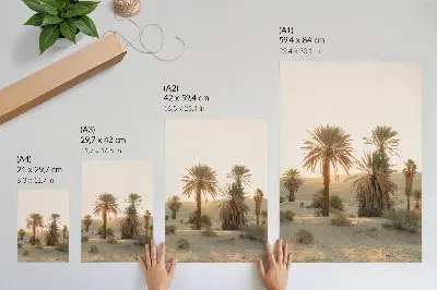 Premium wall art palm trees, sun, and gentle dunes in warm colors