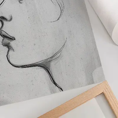 Minimalist face contour poster modern sketch style