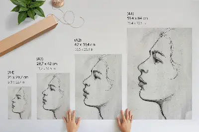 Minimalist face contour poster modern sketch style
