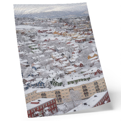 Decorative poster Colorful houses winter mountains harmony nature