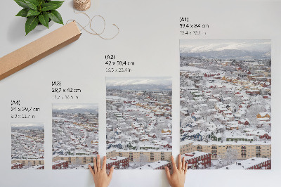 Decorative poster Colorful houses winter mountains harmony nature