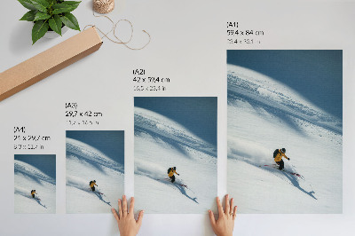 Poster Skier yellow jacket snow slope shadow