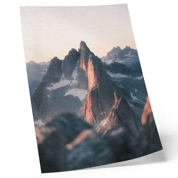 Art print mountains in the sunset light in pastel shades