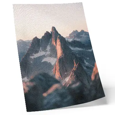 Art print mountains in the sunset light in pastel shades