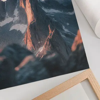 Art print mountains in the sunset light in pastel shades