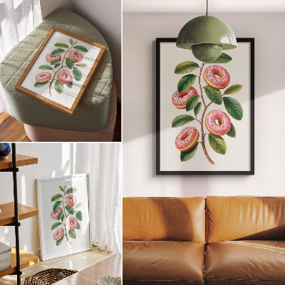 Poster Pink buds green leaves twig humorous