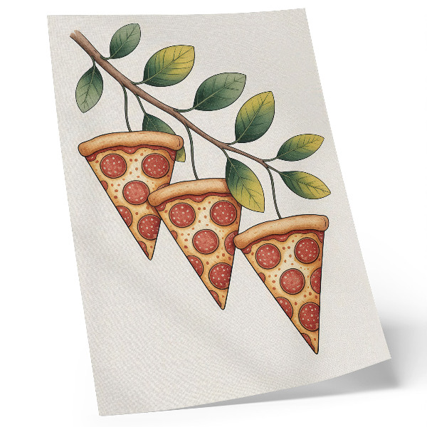 Premium wall art Slices of pizza on a tree branch in cheerful colors