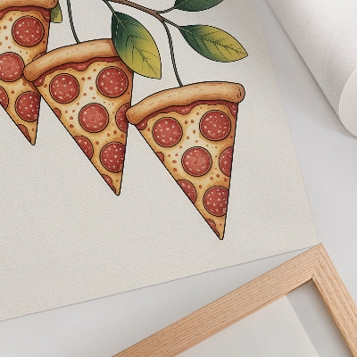 Premium wall art Slices of pizza on a tree branch in cheerful colors
