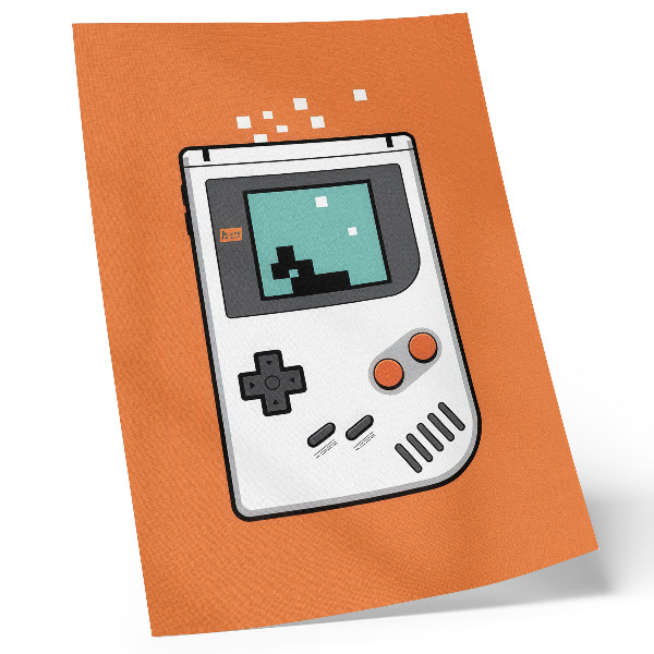 Decorative poster Retro console pixel screen orange background