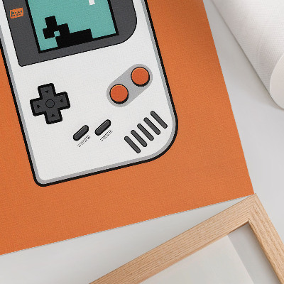 Decorative poster Retro console pixel screen orange background